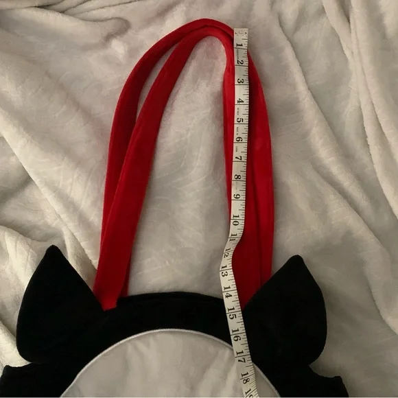 Skelanimal Black Tote Bag with White Skull and Red straps - Picture 5 of 6